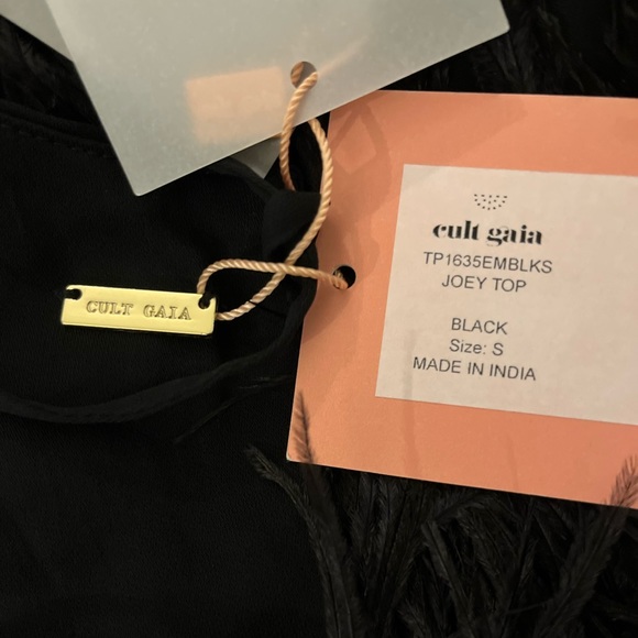 NWT Cult Gaia Black Joey Feather Crop Top -S - Picture 6 of 8